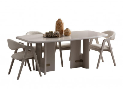 Moderner Esszimmer Set Designer Holztisch Luxuriöse Polsterstühle