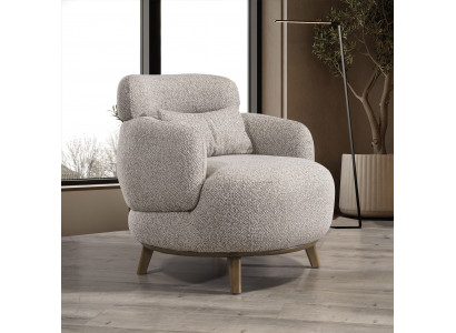 Stilvoller Beiger Rundsessel Wohnzimmer Polstersessel Einsitzer