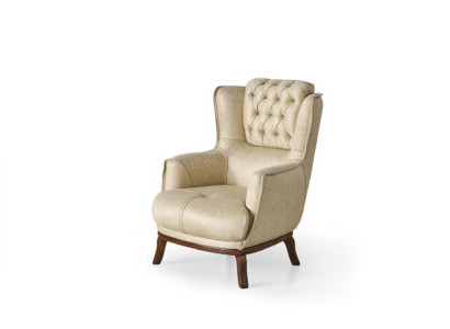 Beiger Chesterfielder Ledersessel Designer Wohnzimmer Polstersessel