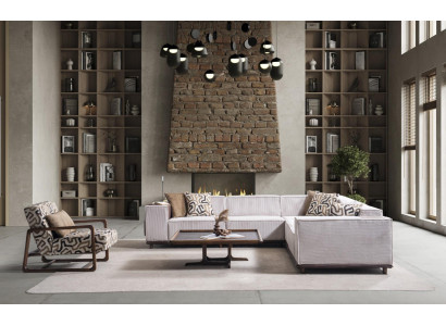 Designer Wohnzimmer Garnitur Modernes Ecksofa Polstersessel