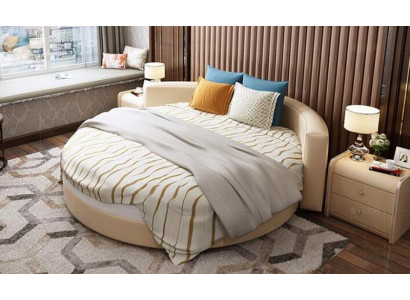 Beiges Polsterbett Designer Schlafzimmer Betten Robustes Holzgestell