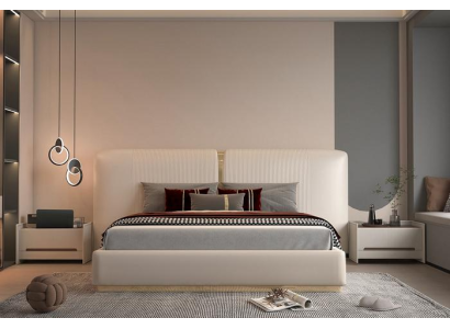 Designer Weißes Doppelbett Stilvolles Polsterbett Edle Textilbetten