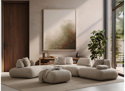 Beiges L-Form Sofa Designer Wohnzimmer Couch Eckcouch