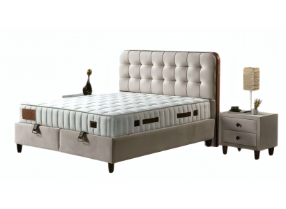 Modernes Bett Schlafzimmermöbel Set Komfortmatratze Komplettset 2x Nachttische