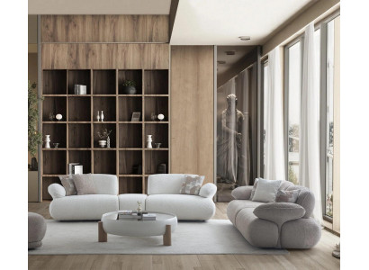 Weißes Wohnzimmer Set Edles Stoffsofa Designer Couchtisch