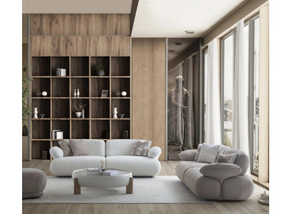Edle Wohnzimmer Möbel Designer 3-Sitzer Sofas Runder Couchtisch