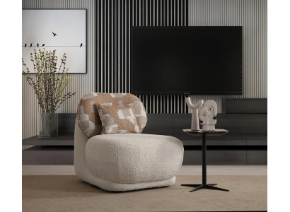 Designer Beiger Sessel Wohnzimmer Stoffsessel Luxus Einsitzer