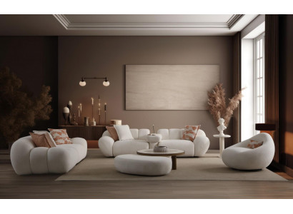 Wohnzimmer Couchgarnitur 2x Polstersofas Beistelltisch Textilsessel