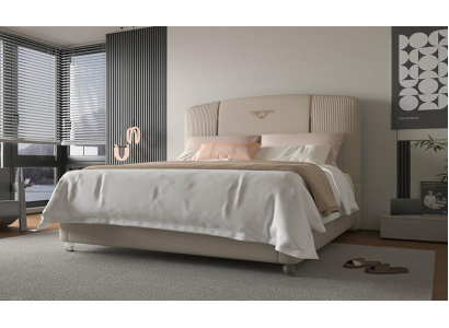 Beiges Doppelbett Robuster Bettrahmen Polster Doppelbetten Möbel