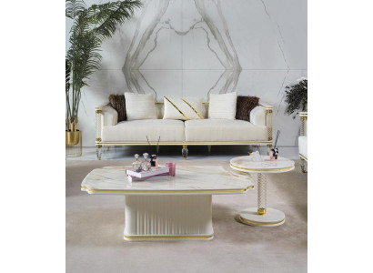 Elegantes Wohnzimmer-Set (Sofa 3 Sitzer+ 2x Couchtisch) für moderne Innenräume