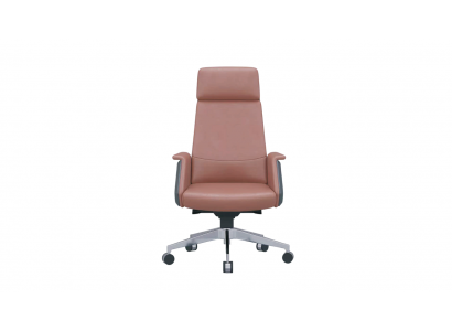 Brauner Chefsessel aus Leder mit ergonomischem Drehdesign