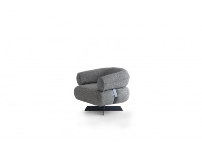 Grauer Textilsessel Designer Wohnzimmer Luxus Polstermöbel