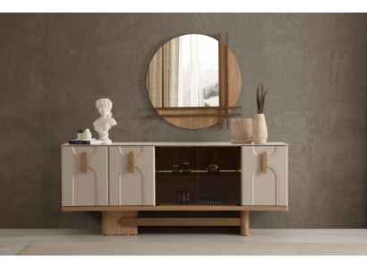 Wohnzimmer Konsole Designer Spiegel Sideboard Luxuriöses Set -2tlg.
