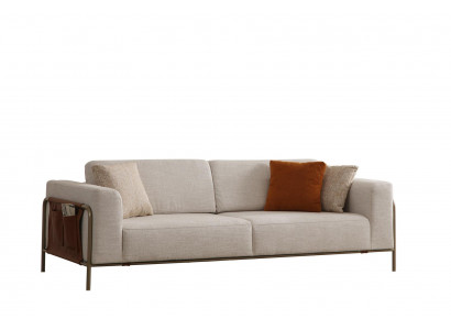 Moderne Beige 3-Sitzer Couch Elegante Wohnzimmer Sitzmöbel Sofa