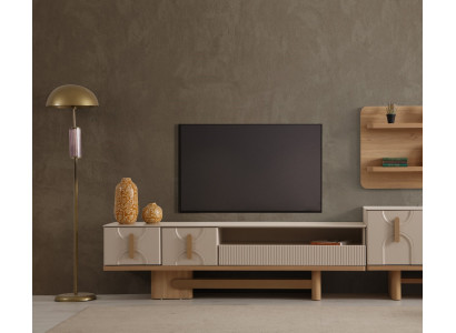 Moderner Beiger TV-Schrank Luxuriöser Unterschrank Wohnzimmer Möbel