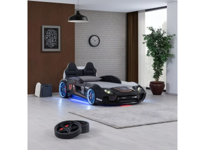 Designer Schwarzes Kinderbett Auto-Bett Luxuriöse Kunststoffbetten