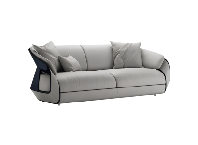 Design-3-Sitzer in Weiß-Blau modern und elegant.