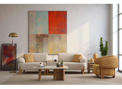 Luxuriöse Wohnzimmer Garnitur Polstercouch Textilsessel Holztisch