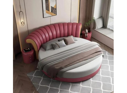Stilvolles Rundes Bett Schlafzimmer Lederbett Designer Doppelbett