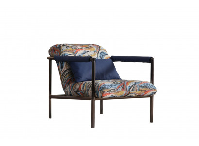 Stilvoller Bunter Sessel Stoffsessel Wohnzimmer Luxus Sitzmöbel
