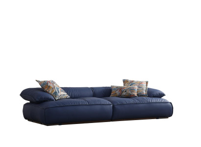 Elegantes Blaues Ledersofa Wohnzimmer Couchen Polstersofa