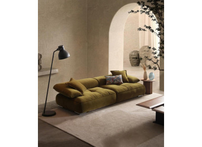 Luxuriöses olivgrünes Stoffsofa Designer Wohnzimmer Edle Möbel