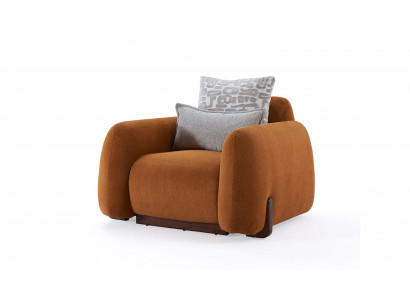 Hochwertiger Oranger Sessel Wohnzimmer Luxus Stoffsitzmöbel