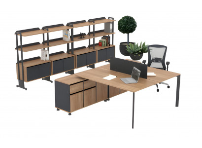 Robuste Braune Bürogarnitur Designer Rollcontainer Sideboard Tische