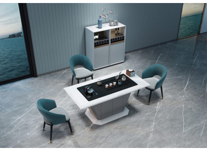 Modernes Esszimmer-Set Esstisch und Vitrinenschrank