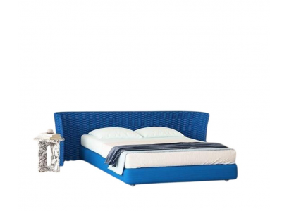 Stilvolles Blaues Designerbett Moderne Schlafzimmer Polsterbetten
