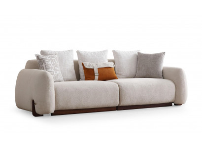 Beiger 3-Sitzer Wohnzimmer Couch Modernes Luxus Sofa Stoffmöbel