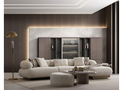 Beige Couchgarnitur Wohnzimmer Dreisitzer Luxus Couchtisch Hocker