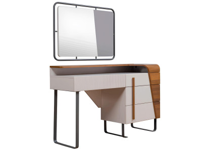 Designer Weißer Schminktisch Luxuriöser Spiegel Schlafzimmer Set