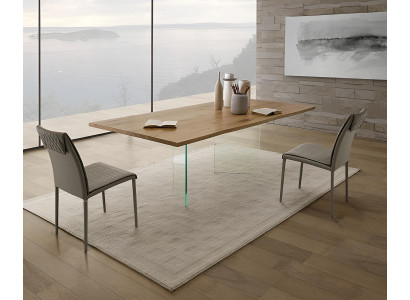 Luxuriöser Esstisch Elegante Holzplatte Designer Glasbeine Tisch