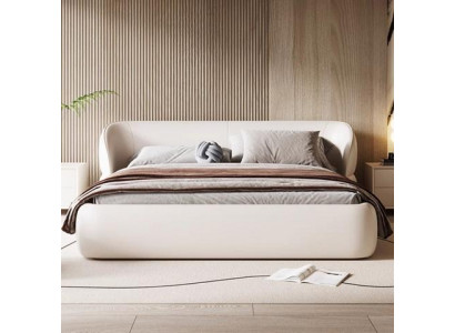 Weißes Funktionsbett Designer Polsterbetten Schlafbetten Holzgestell