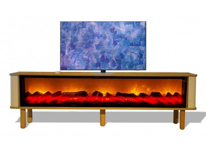 Brauner TV-Schränk Kamin Lowboard Wohnzimmer Designer Holzmöbel