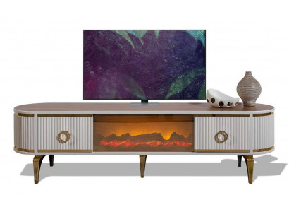 Luxus Weiß-goldenes TV-Schränk mit Kamin und Bluetooth