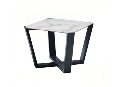 Grauer Rechteckiger Couchtisch Designer Marmorplatte Metallgestell