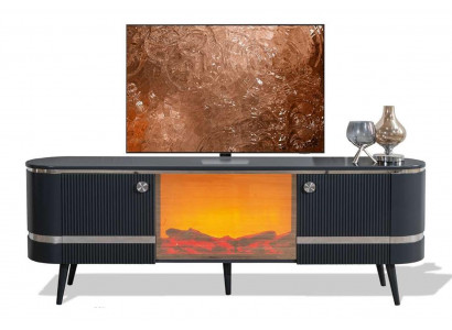 Schwarzer luxuriöser TV-Farbschrank mit Kamin TV-Möbel