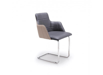 Grauer Lederstuhl Esszimmer Sitzstühle Metallgestell Luxus Möbel