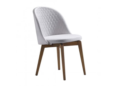 Stilvoller Weißer Lederstuhl Moderne Esszimmer Sitzstühle Holzfüße