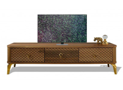 Braunes Holz TV-Schrank und eleganten Metallakzenten