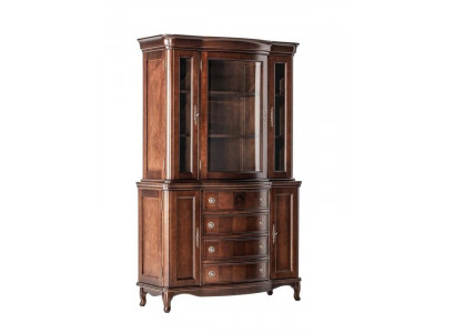Klassische Vitrine aus Holz mit Glastüren und praktischen Schubladen