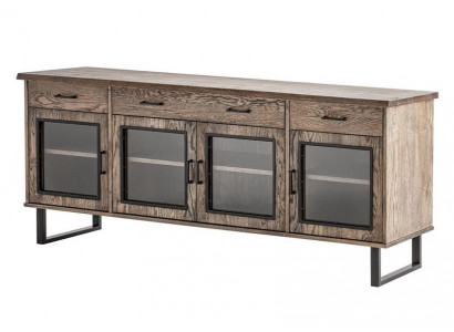 Sideboard mit Glasfronten und Metallrahmen im Industriedesign