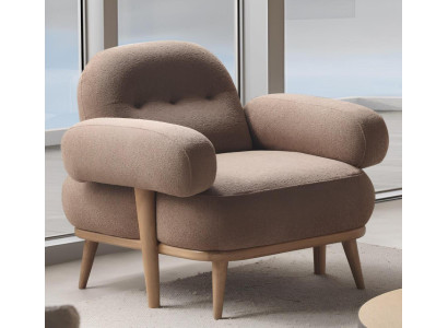 Designer Brauner Polstersessel Exklusiver 1-Sitzer Textilsessel