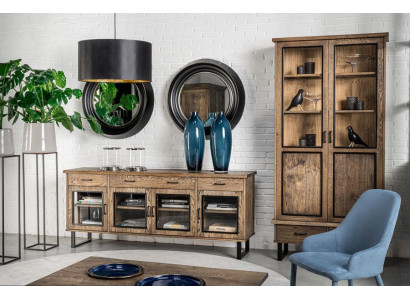 Eleganter Wohnzimmer-Set aus Sideboard und Vitrine im modernen Design