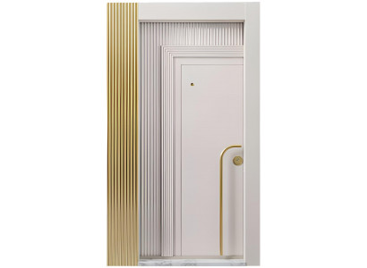 Weiß-Goldene Eingangstür Designer Metalltüren Hoteltüren Edle Tür
