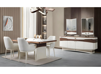 Elegantes Esszimmer Set 8 tlg. mit Esstisch, 4x Stühlen und Sideboard