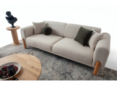Dreisitziges Sofa aus weißem Stoff im modernen Stil für stilvolles Wohnen