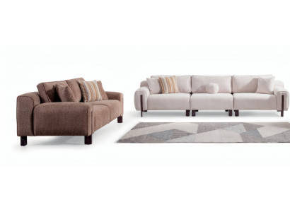 Stilvolles weißes Sofa-Set: 4-Sitzer und 3-Sitzer im modernen Design.